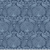 Vliestapete Peacock Damask - Blau, Basics, Papier/Kunststoff (52/1000cm)