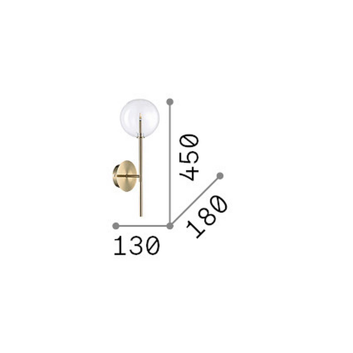 Wandleuchte Ottone Messingfarben B: 18 cm - Messingfarben, KONVENTIONELL, Glas/Metall (13/18/45cm) - Ideal Lux