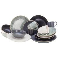 Kombiservice Keramik 4 Personen Geschirr Set - Anthrazit/Goldfarben, Trend, Keramik - Creatable