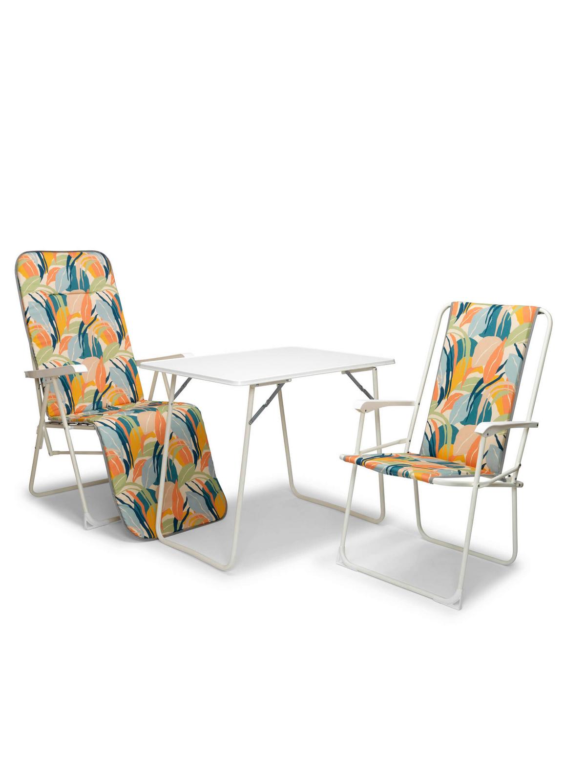 Sonnenliege Chiemsee – Relaxliege - Multicolor/Weiß, Basics, Textil/Metall (58/108/75cm)