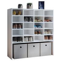 Schuhschrank Hinsol XL Weiß Dekor für 20 Paare B: 92 cm - Weiß, KONVENTIONELL, Holzwerkstoff (92/99/33cm) - MID.YOU