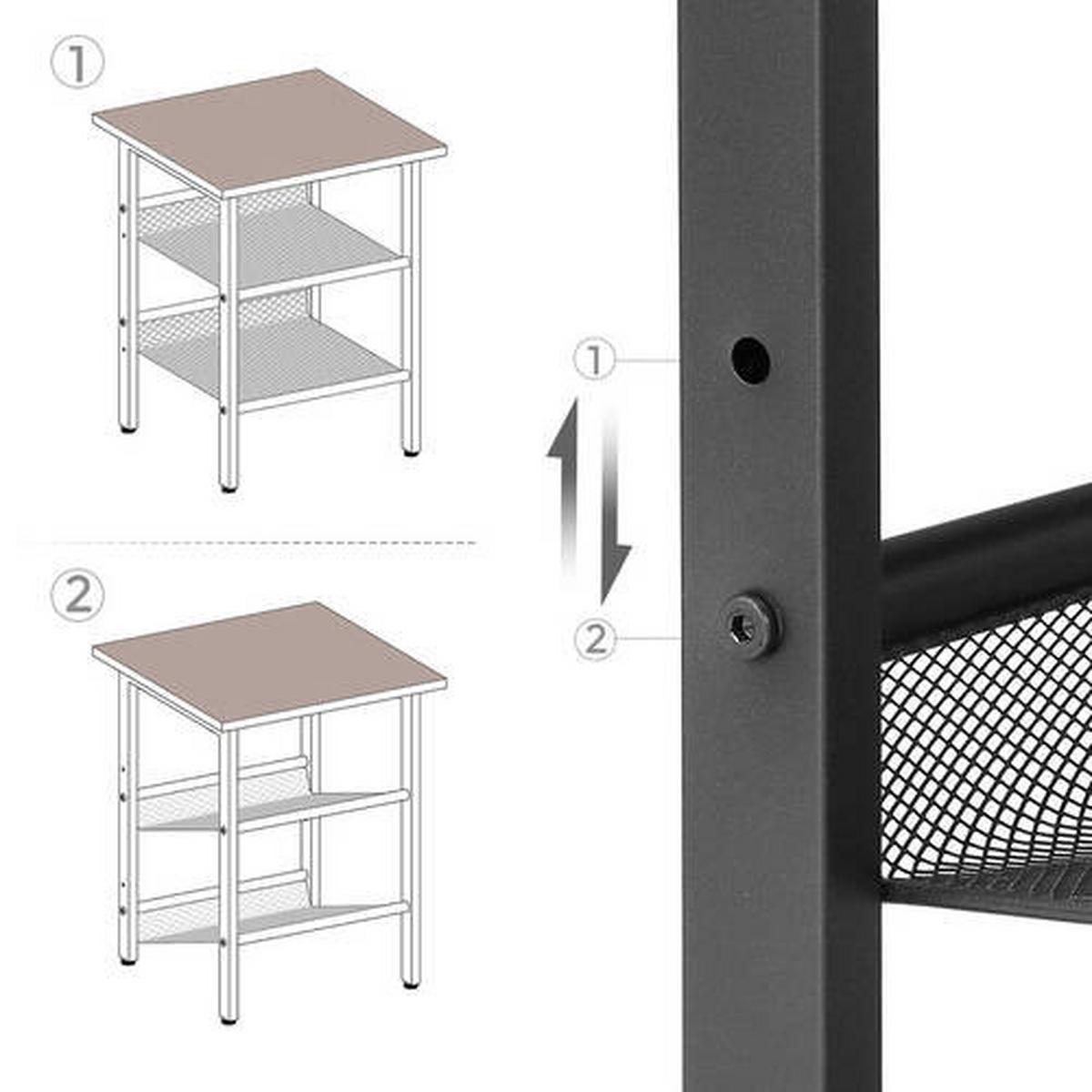 Beistelltisch mit Ablagefächer Braun Vintage, Schwarz - Schwarz/Braun, Trend, Holzwerkstoff/Metall (40/55/40cm) - Boxxx