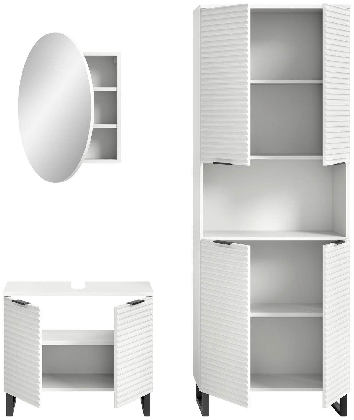 Badezimmer Riff Weiß B: 140 cm - Schwarz/Weiß, MODERN, Holzwerkstoff (140cm) - MID.YOU