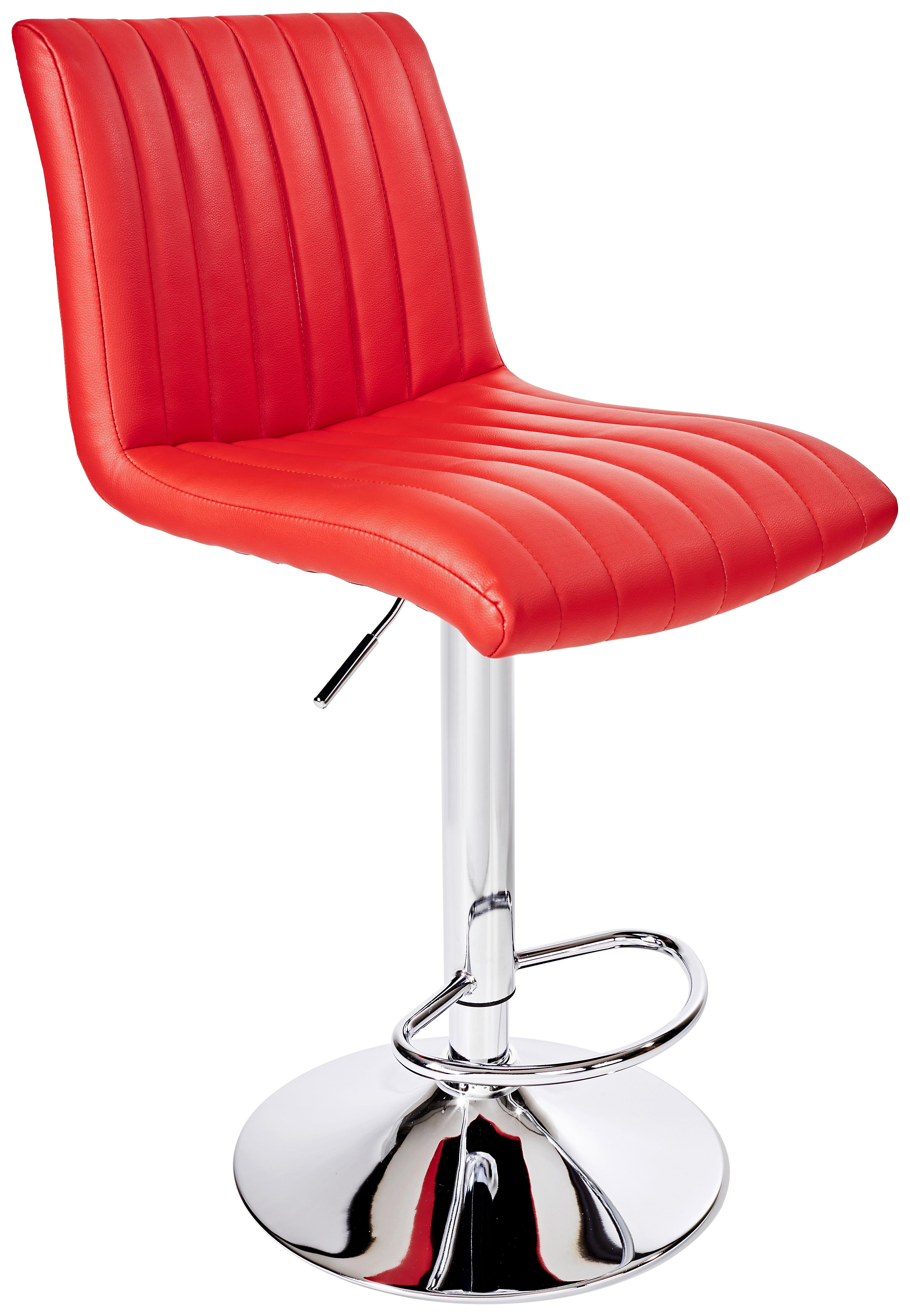 Barhocker Party Rot/chrom Höhenverstellbar Mit Lehne - Chromfarben/Rot, MODERN, Textil/Metall (43/91-112/54cm) - MID.YOU