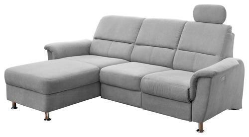 Ecksofa mit Relaxfunktion + USB Anschluss Parole, Mikrof. - Chromfarben/Silberfarben, MODERN, Textil (165/231cm) - Livetastic