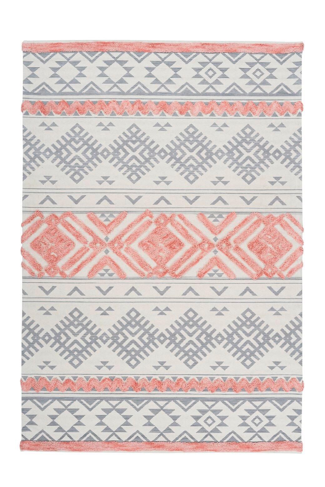 Flachwebteppich Grau, Koralle, ca. 160x230 cm - Koralle/Grau, Design, Textil (160/230cm) - Kayoom