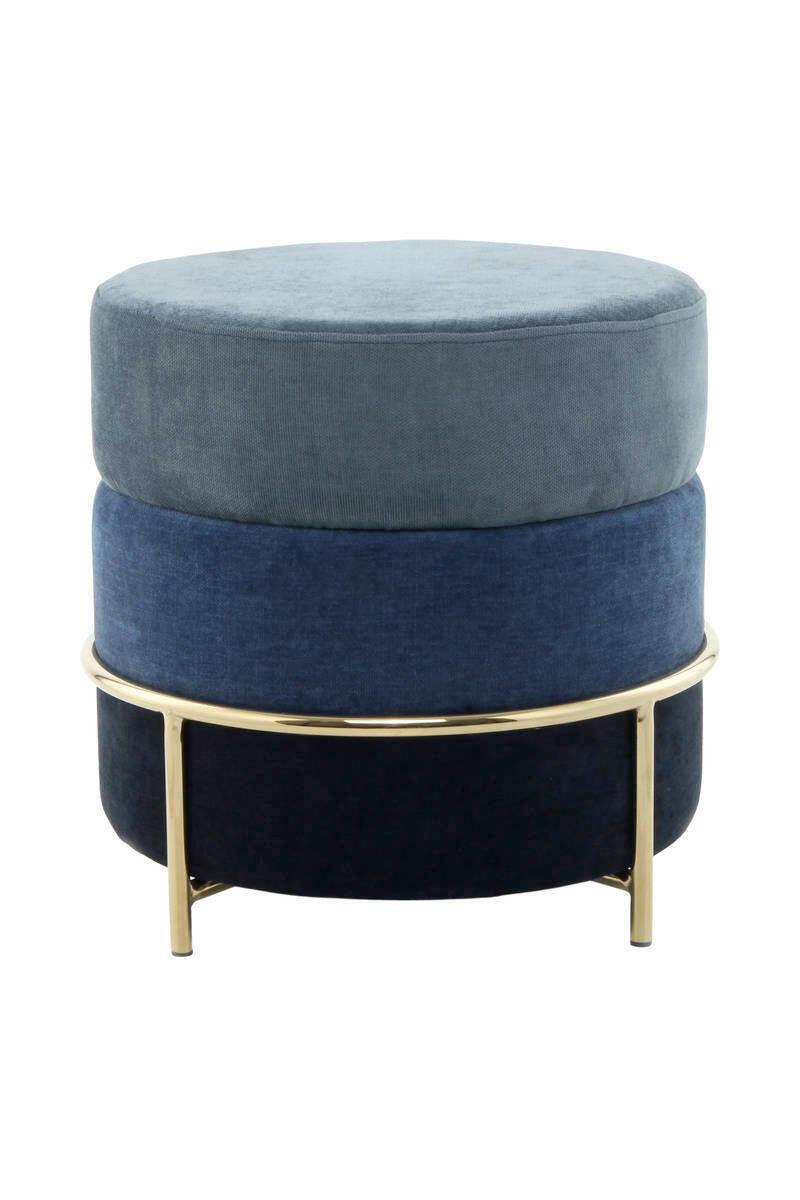 Hocker Pouf Struktur Blau H: 46 cm Rund