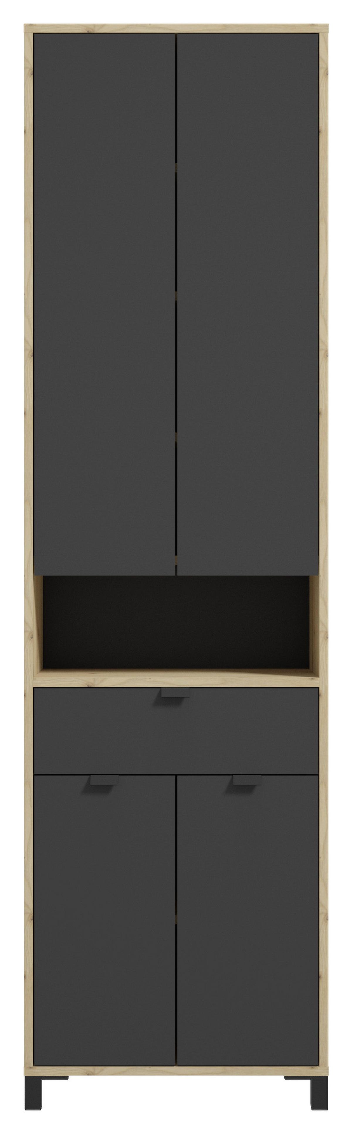 Badezimmer Hochschrank Amora 54x193 cm Anthrazit/Eiche - Eichefarben/Anthrazit, Basics, Holzwerkstoff (54/193/31cm) - MID.YOU