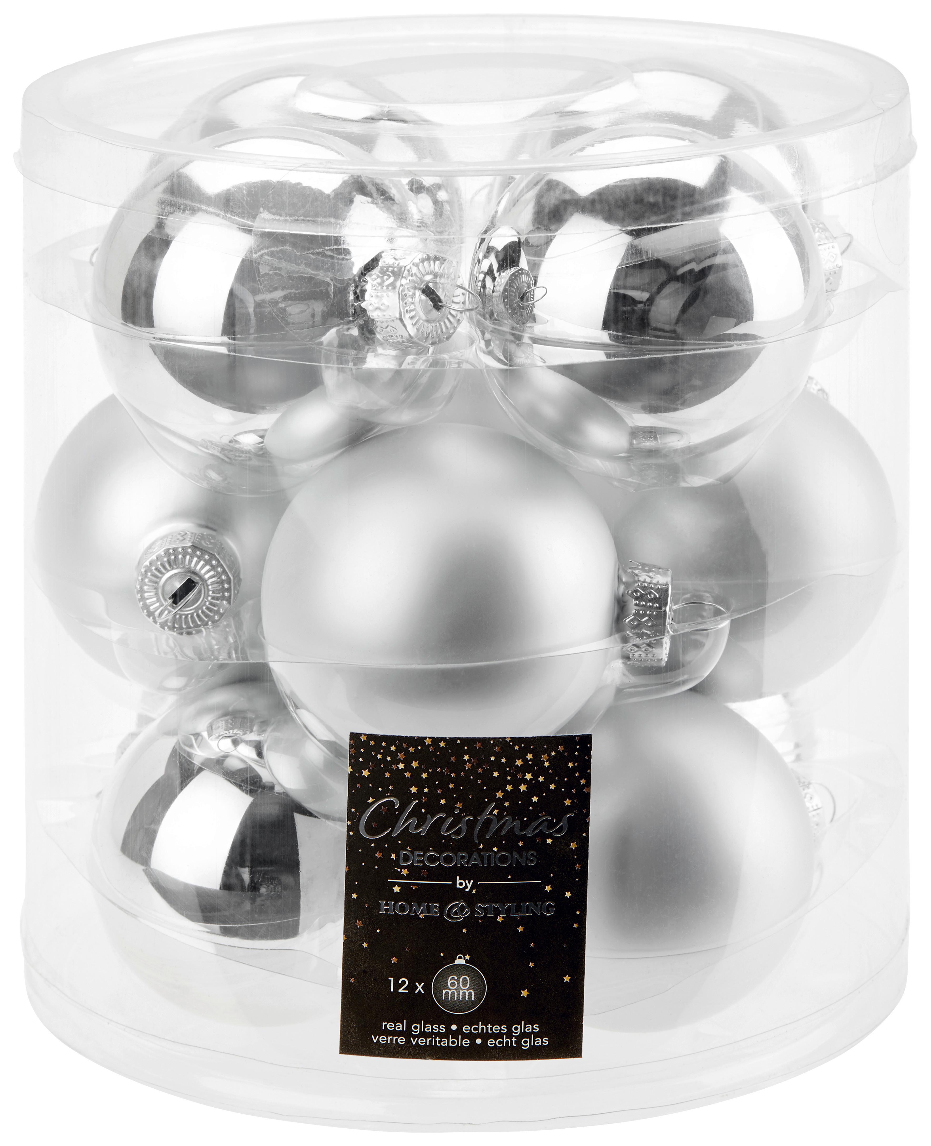 Christbaumkugel-Set Leni - Silberfarben, Basics, Glas (15/18cm)