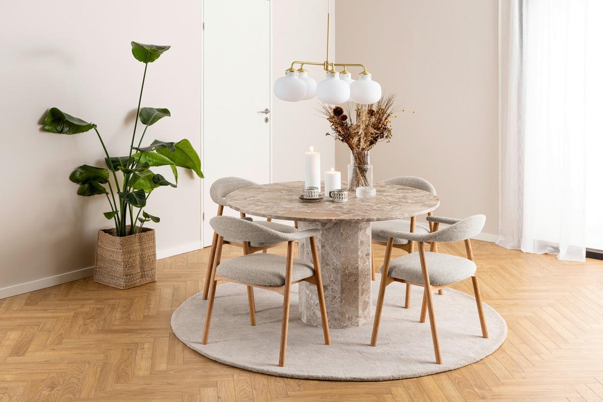 Armlehnstuhl Addi - Eichefarben/Beige, Trend, Holz/Textil (56/75,5/54cm) - MID.YOU