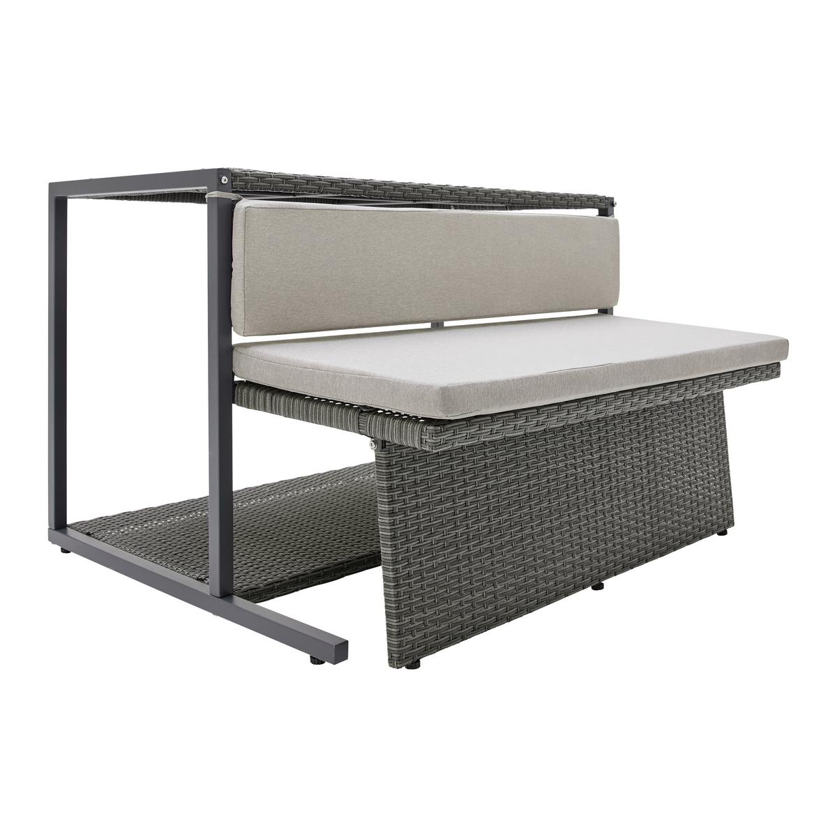 Balkónová zostava MARIO tm.sivá/sv.sivá - sivá/svetlosivá, Modern, kov/textil (120/75/105cm) - Bessagi Garden
