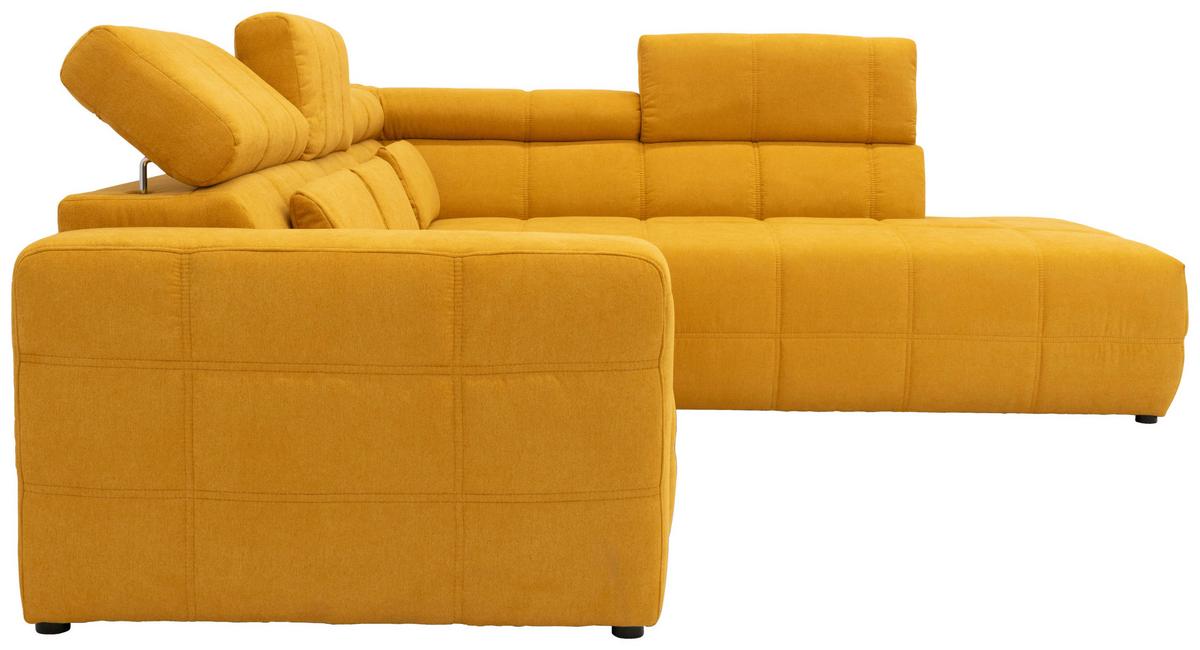 Ecksofa + Kopfteilverstellung Brandon Orange Mikrofaser - Schwarz/Orange, Design, Textil (275/228cm) - MID.YOU
