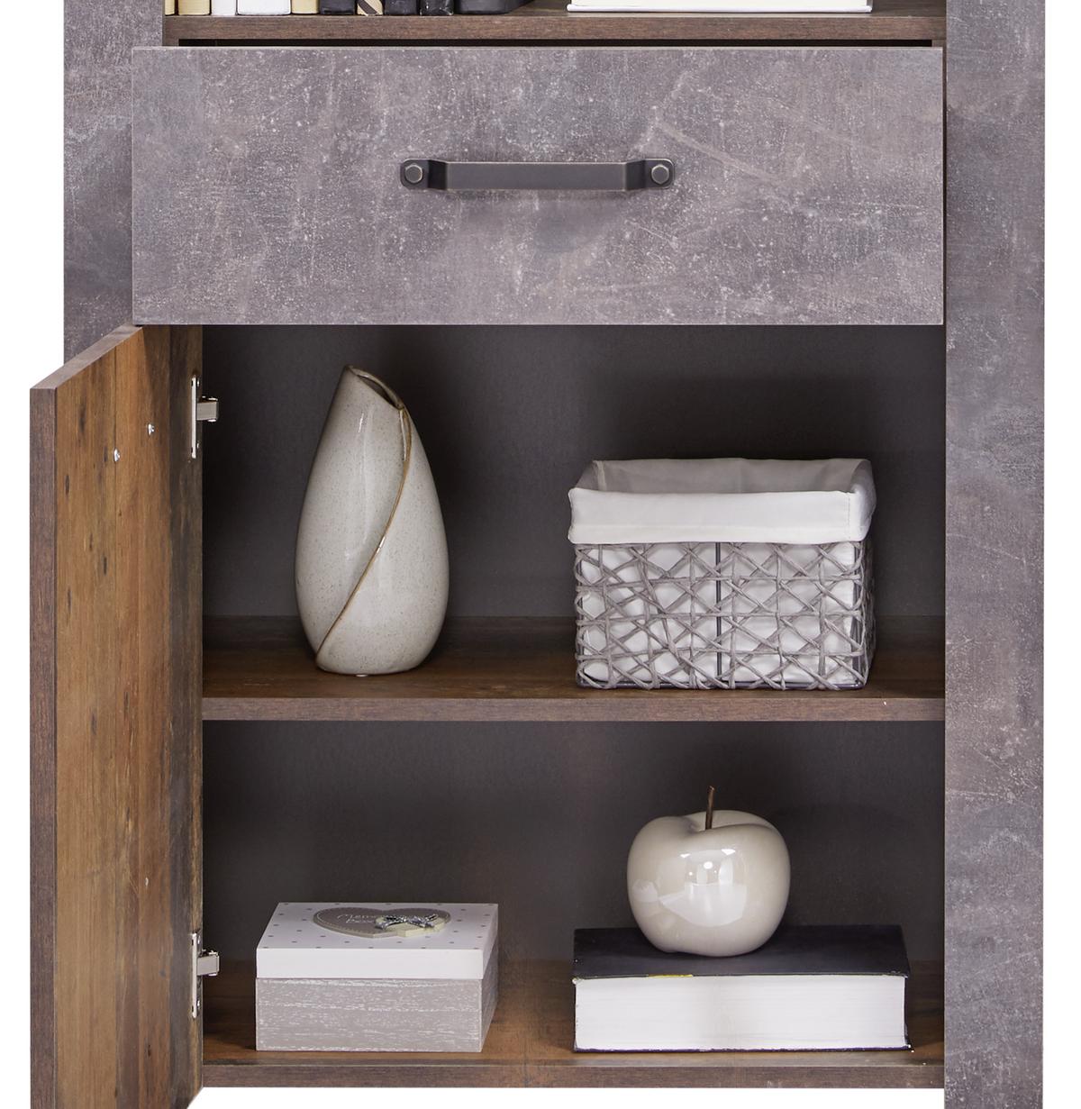 REGÁL ONTARIO - barvy dubu/černá, Trend, kompozitní dřevo/plast (71,4/200/41,5cm) - Ondega