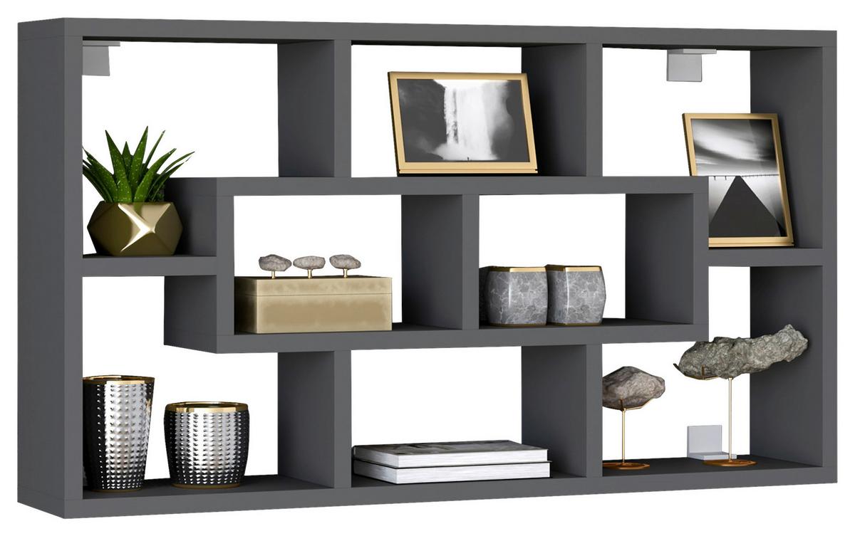 Nástenný regál Opila š: 85 cm, antracitový - antracitová, Modern, kompozitné drevo (85/48/16cm) - MID.YOU