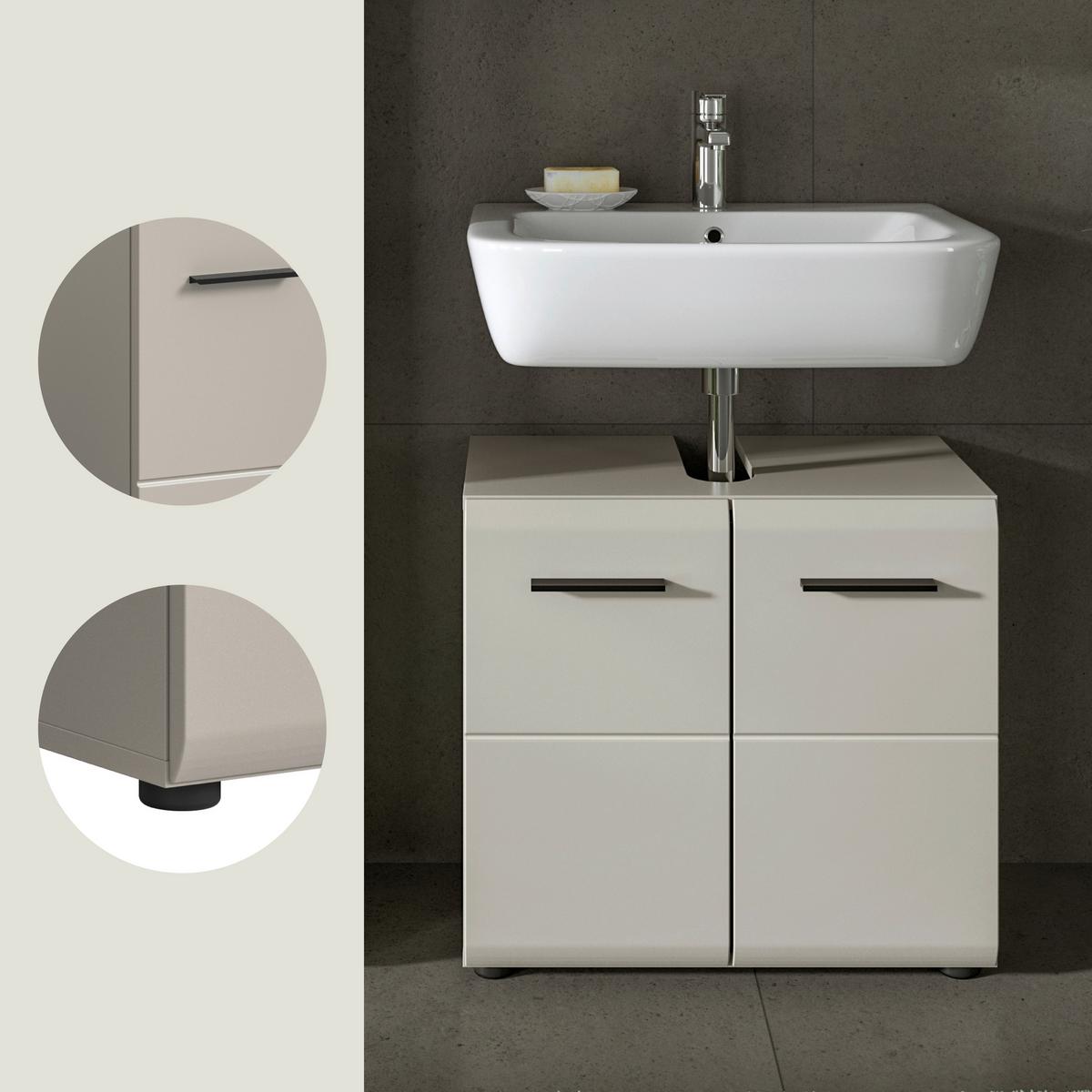 WASCHBECKENUNTERSCHRANK Ice Kaschmir B: 60cm - Kaschmir/Schwarz, Trend, Holzwerkstoff (60/54/30cm) - MID.YOU