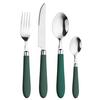 Besteckset Daisy Green Dunkelgrün/Edelstahlfarben - Dunkelgrün/Edelstahlfarben, Basics, Kunststoff/Metall - Pintinox