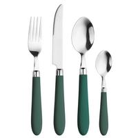Besteckset Daisy Green Dunkelgrün/Edelstahlfarben - Dunkelgrün/Edelstahlfarben, Basics, Kunststoff/Metall - Pintinox