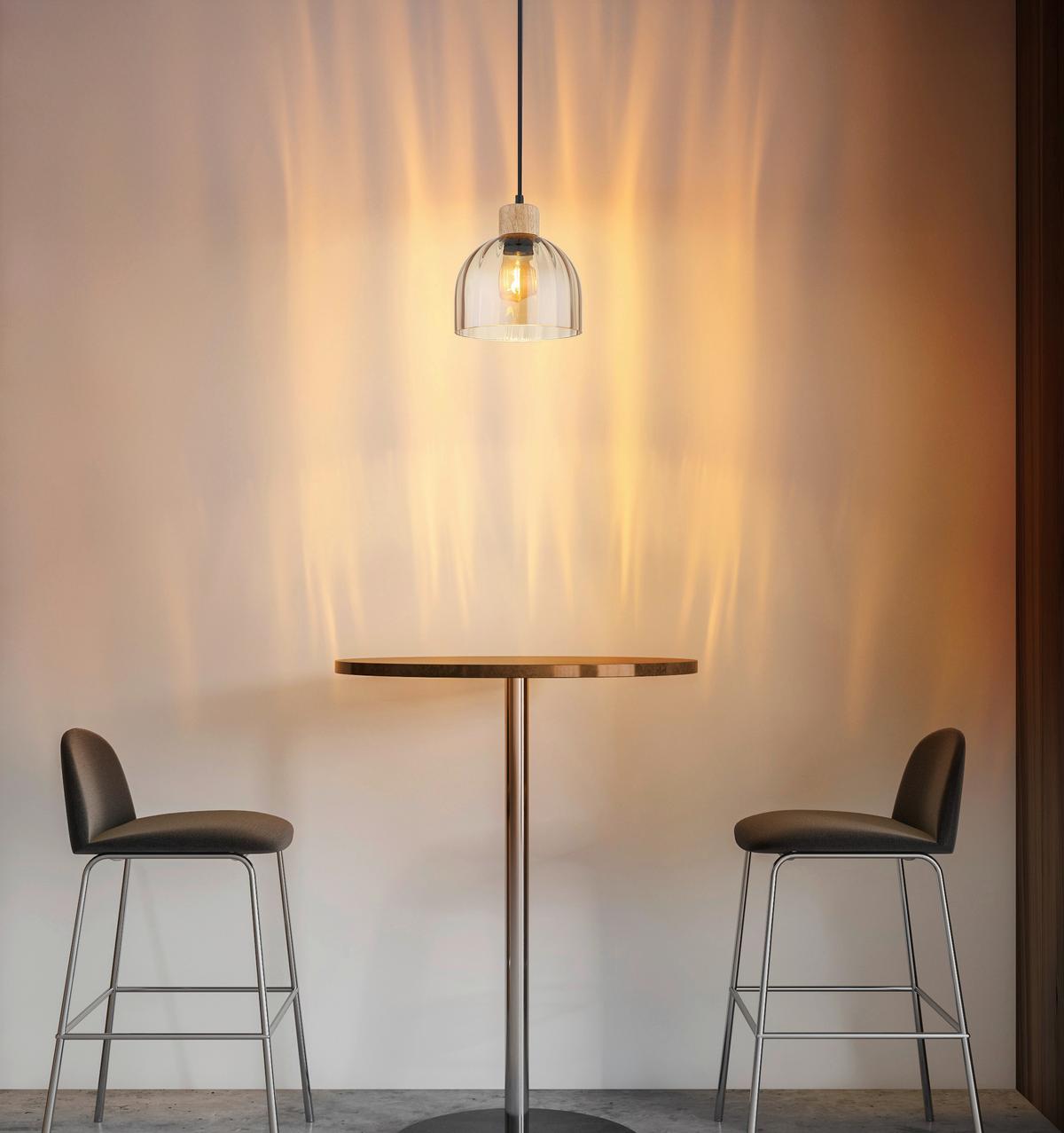 HÄNGELEUCHTE Braun, Schwarz, ca. 20x120 cm - Bernsteinfarben/Schwarz, Design, Glas/Holz (20/120cm) - Globo