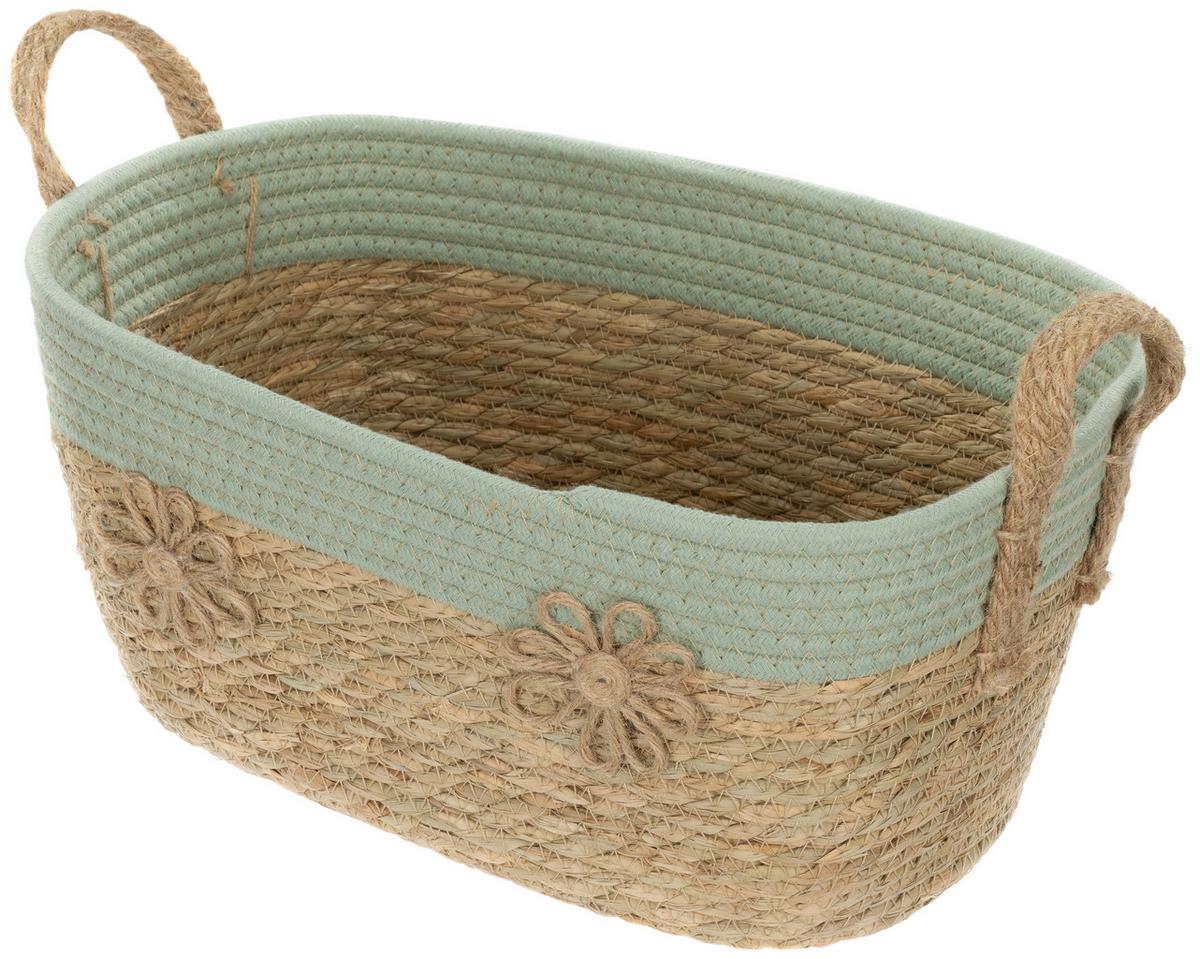 Korb Mou -Paz- - Salbeigrün/Naturfarben, KONVENTIONELL, Naturmaterialien/Textil (33/20/23cm) - James Wood