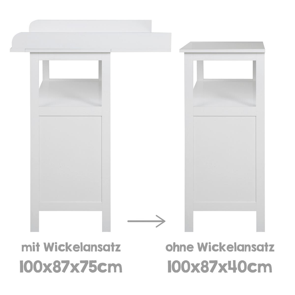Prebaľovacia komoda WHITE š. 87 cm, 2 zásuvky+2 boxy - biela, Romantik / Landhaus, kompozitné drevo/plast (87/100/75cm)