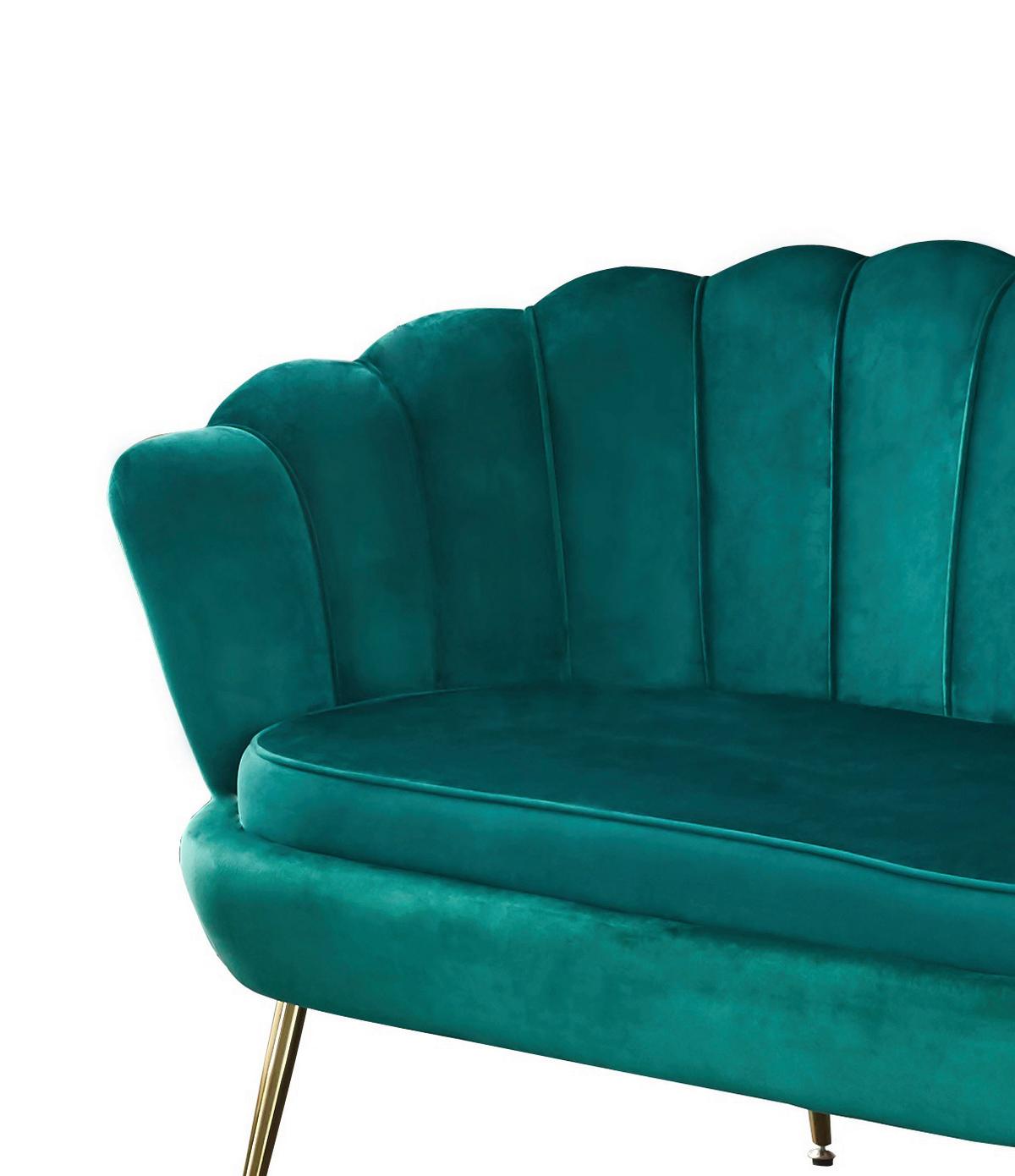 2-sitzer-sofa Grün B: 136 Cm - Goldfarben/Grün, MODERN, Textil (136/78/77cm) - Livetastic