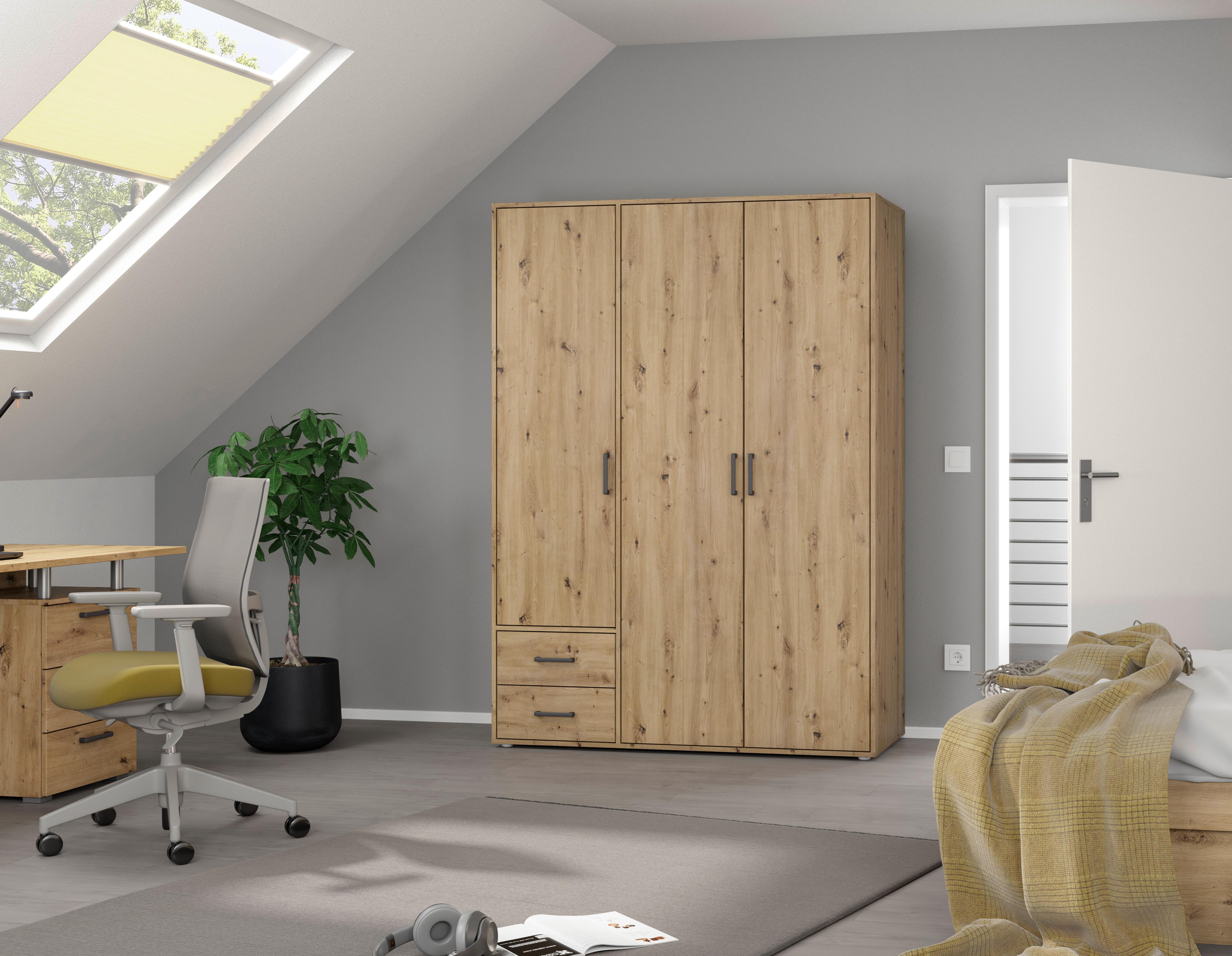 Drehtürenschrank Mit Spiegel 140 Cm Voyager Eiche Artisan - Eiche Artisan, MODERN, Holzwerkstoff (140/194/53cm) - Rauch Möbel