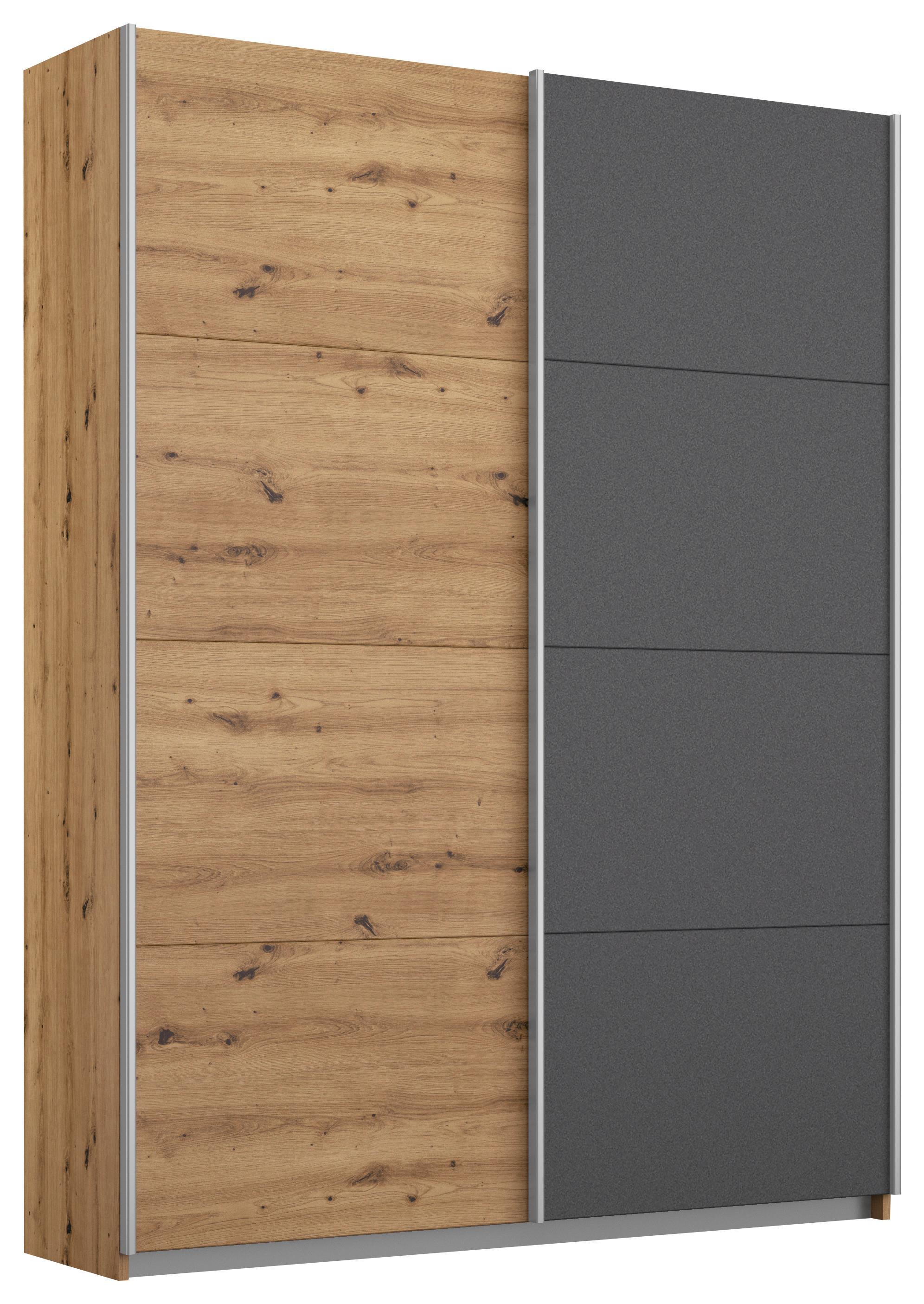 Schwebetürenschrank Subito - Graphitfarben/Eiche Artisan, MODERN, Holzwerkstoff (136/197/61cm) - Rauch Möbel