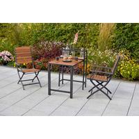 Balkonset Santorin - Graphitfarben/Naturfarben, MODERN, Holz/Metall - Gardenson