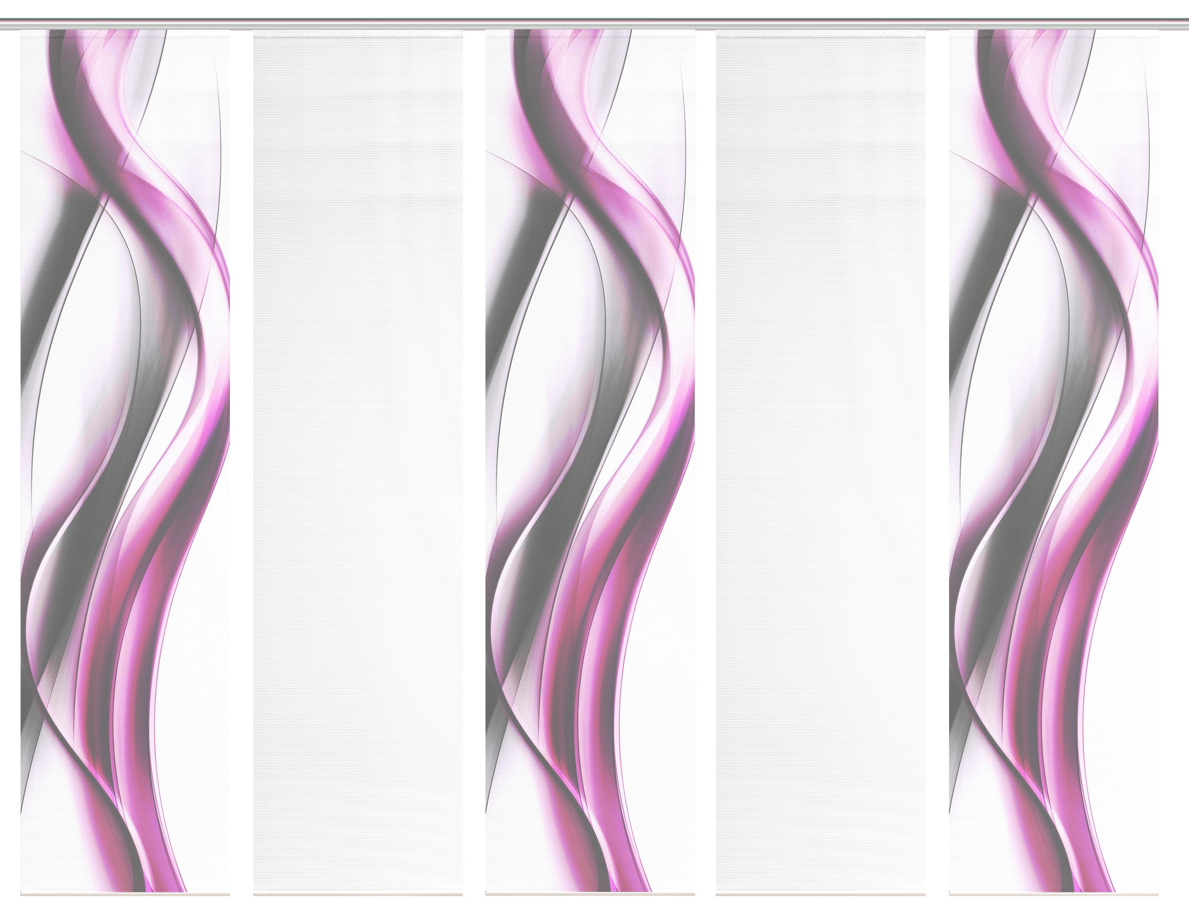 Flächenvorhang Cara 5er Set - Pink/Weiß, Design, Textil (60/260cm)