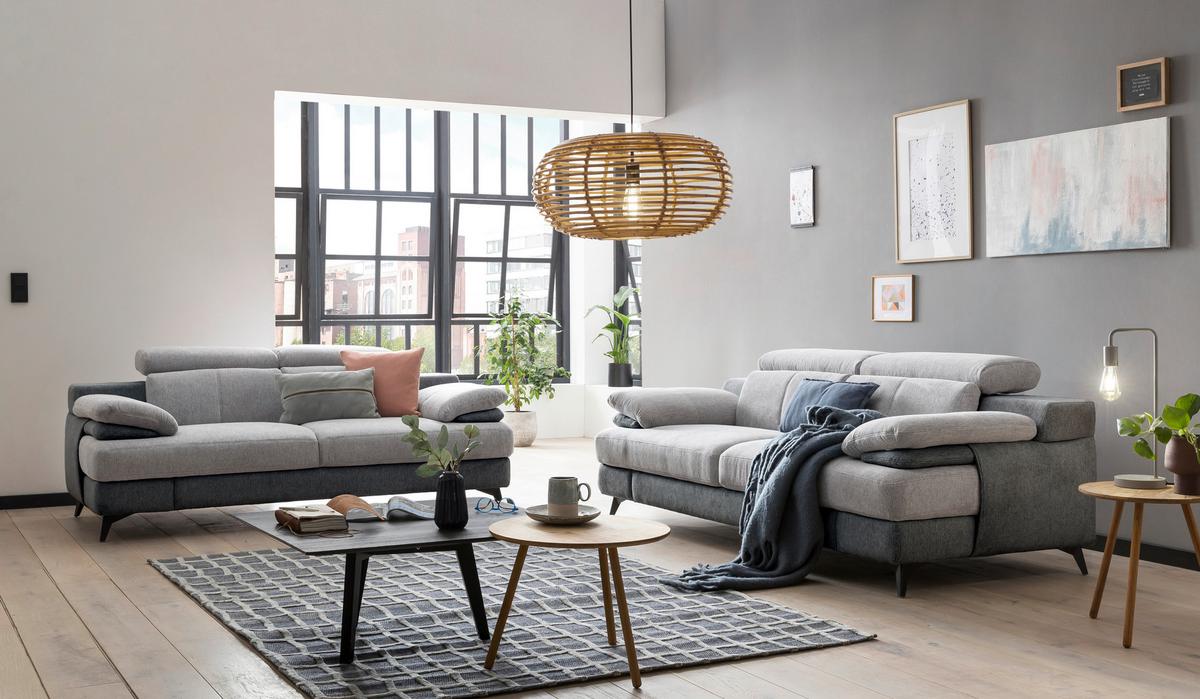 2-sitzer-sofa Titus Graphit-/silberfarben - Silberfarben/Schwarz, Design, Textil (205/80/104cm) - Livetastic