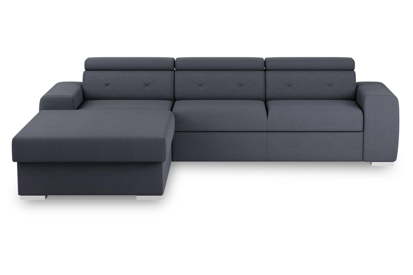 Ecksofa mit Schlaffunktion Madison Blau/Grau 195x296 cm - Blau/Silberfarben, Design, Textil (195/296cm) - MID.YOU