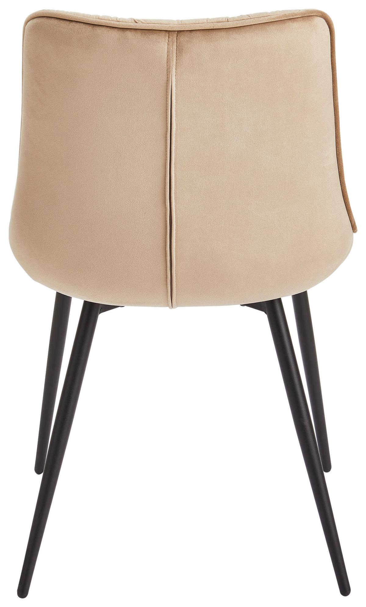 Esszimmerstuhl Langford Taupe Echtholz Beine - Taupe/Schwarz, MODERN, Holz/Textil (52/85/59cm) - Livetastic