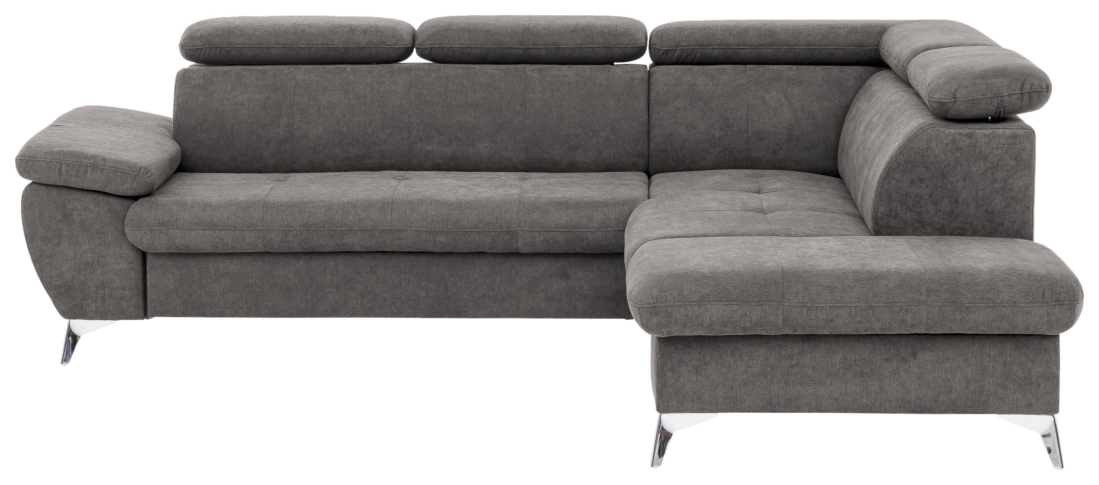 Ecksofa Mit Schlaffunktion Gisele Und Bettkasten Grau - Chromfarben/Grau, KONVENTIONELL, Textil (256/209cm) - Livetastic