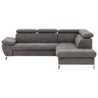 Ecksofa Mit Schlaffunktion Gisele Und Bettkasten Grau - Chromfarben/Grau, KONVENTIONELL, Textil (256/209cm) - Livetastic
