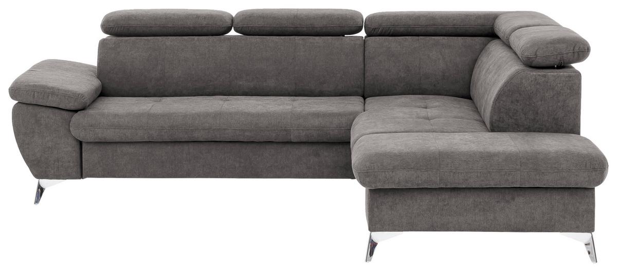 Ecksofa Mit Schlaffunktion Gisele Und Bettkasten Grau - Chromfarben/Grau, KONVENTIONELL, Textil (256/209cm) - Livetastic