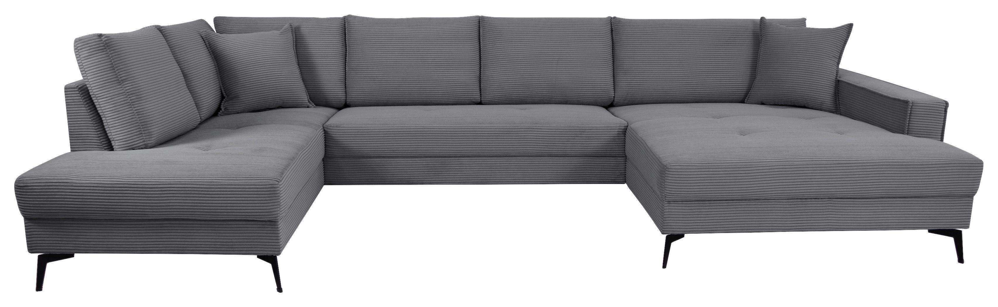 Wohnlandschaft Zero D-Grau U-Form 195x362x173 cm - Dunkelgrau/Schwarz, Trend, Textil (195/362/173cm)