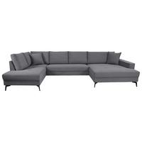 Wohnlandschaft Zero D-Grau U-Form 195x362x173 cm - Dunkelgrau/Schwarz, Trend, Textil (195/362/173cm)