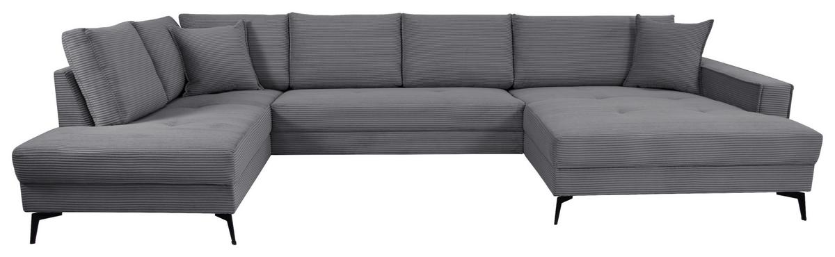 Wohnlandschaft Zero D-Grau U-Form 195x362x173 cm - Dunkelgrau/Schwarz, Trend, Textil (195/362/173cm)