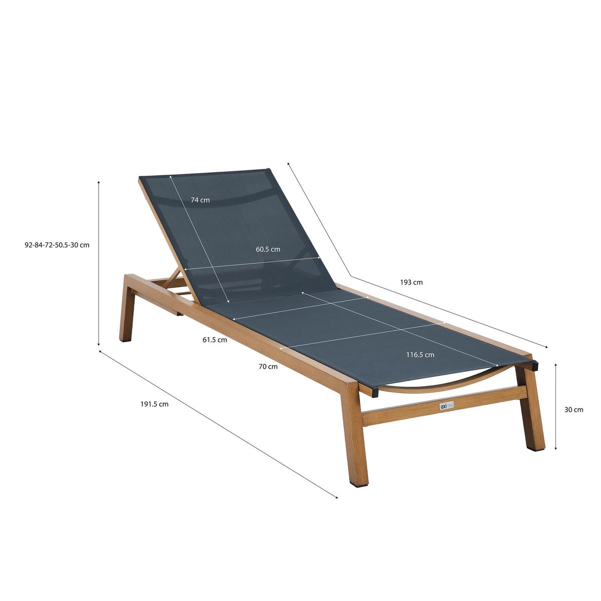 Gartenliege Logan Dk'grau - Eichefarben/Anthrazit, LIFESTYLE, Textil/Metall (193/70/30cm) - Ambia Garden