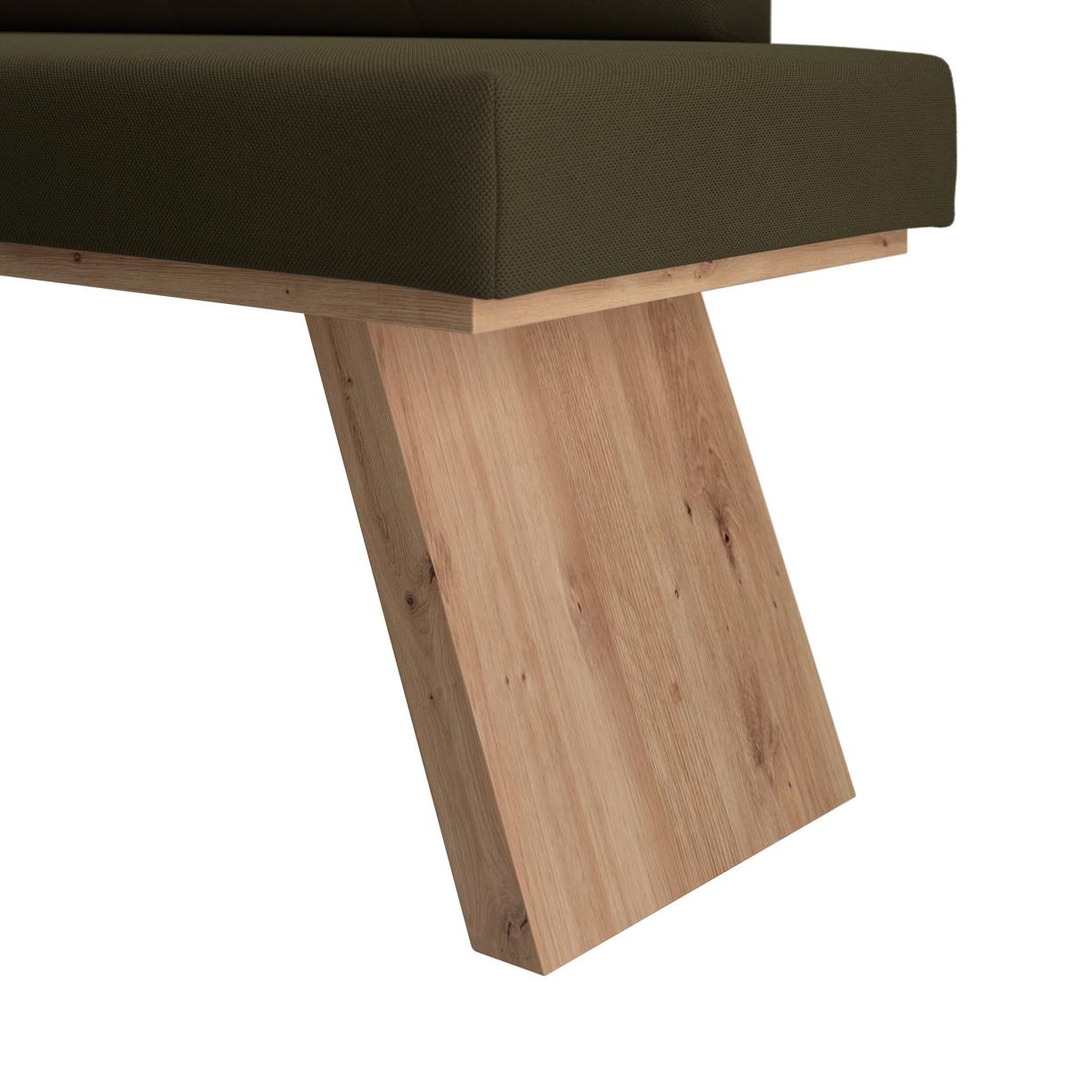 Eckbank Emma Ii Webstoff Moosgrün, B: 150 Cm - Eichefarben/Grün, KONVENTIONELL, Holzwerkstoff/Textil (150/185cm)