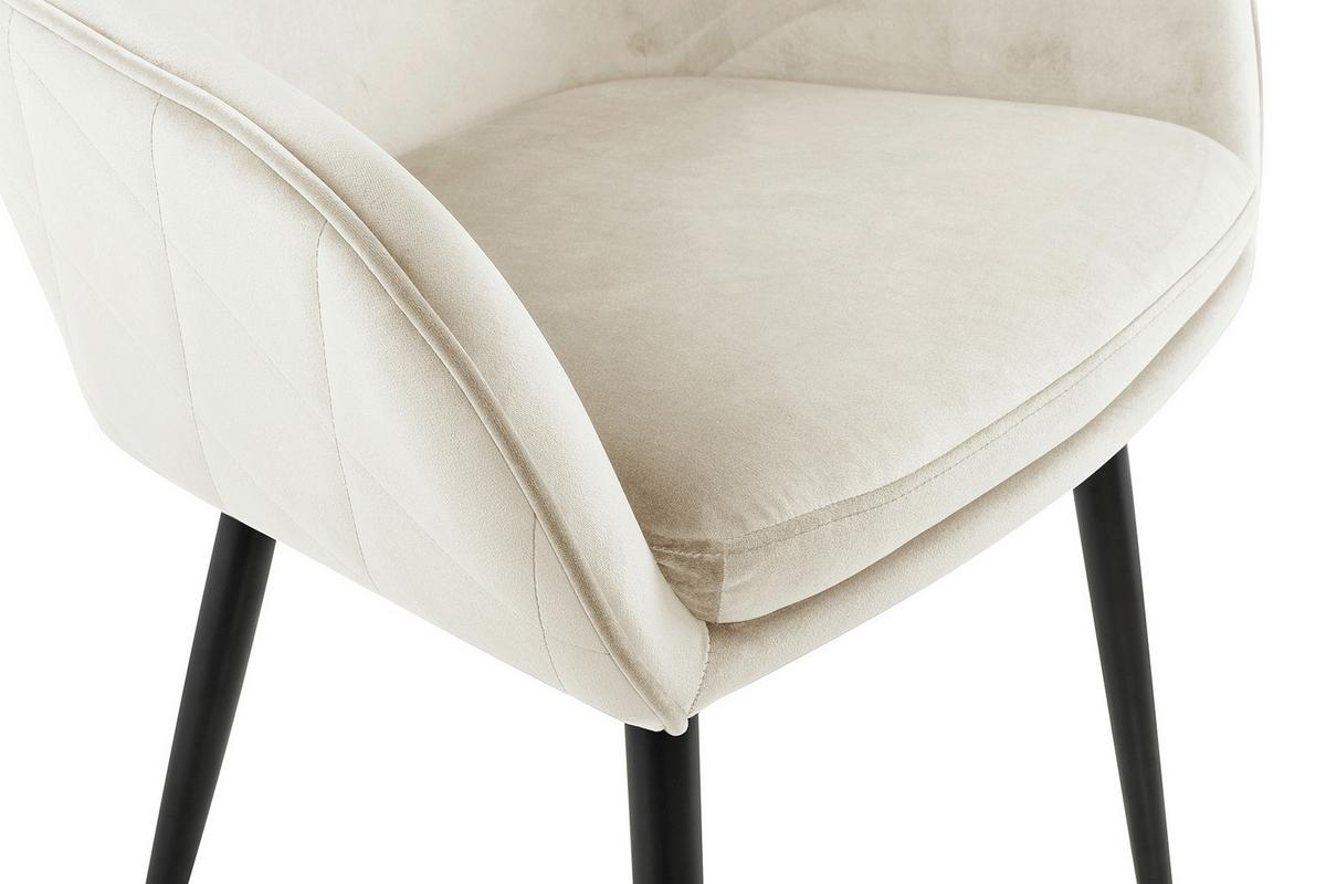 Armlehnstuhl Creme B: 61cm - Creme/Schwarz, MODERN, Textil/Metall (61/85/60cm) - Livetastic