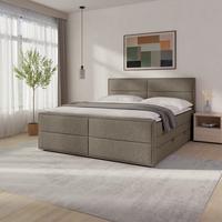 Boxspringbett mit Bettkasten Palermo 180x200 Beige - Beige/Schwarz, MODERN, Holz/Holzwerkstoff (180/200cm) - MID.YOU