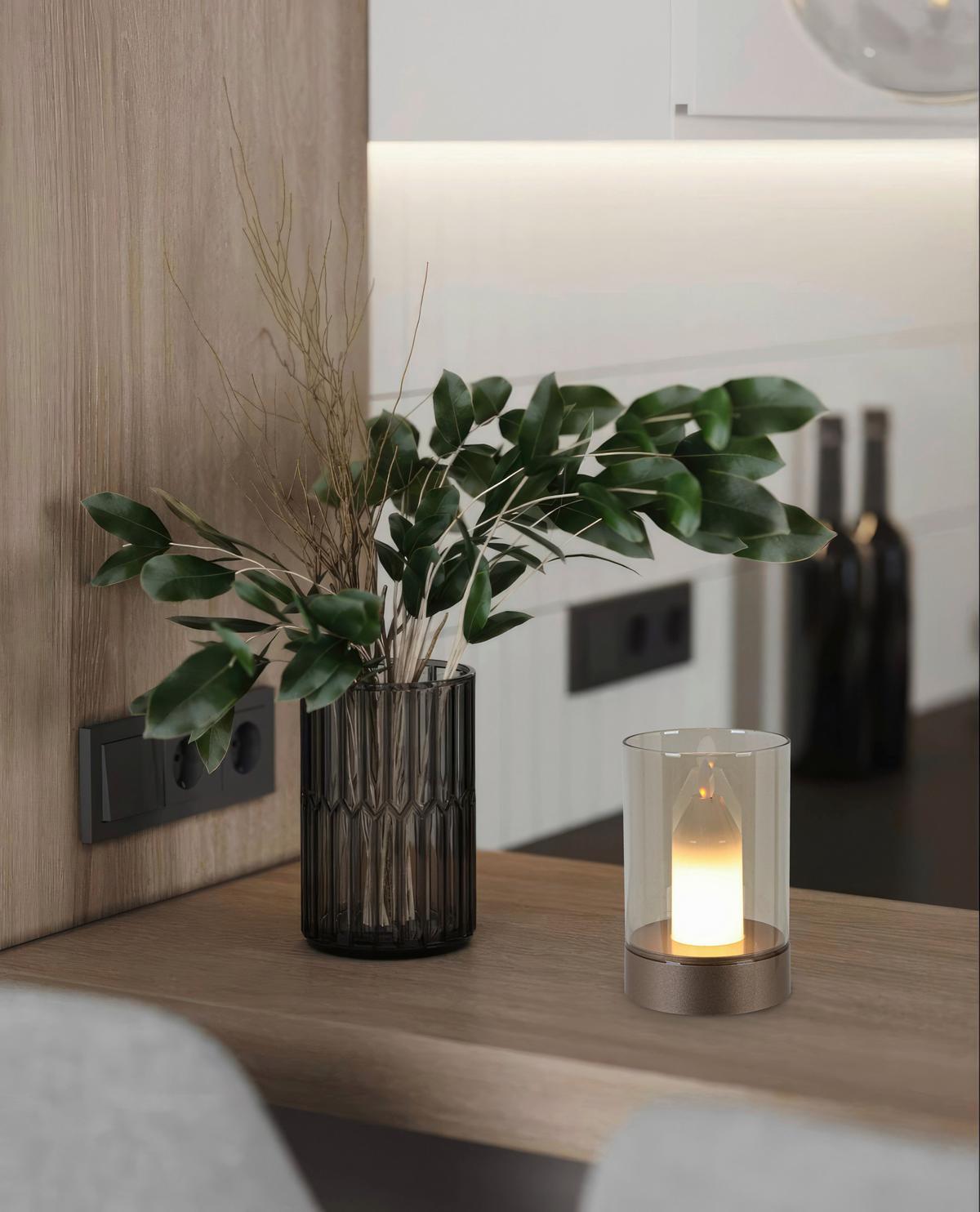 DEKORAČNÉ LED SVIETIDLO FLAMMI - biela/šampanská, Modern, kov/plast (8,5/13cm) - Mömax