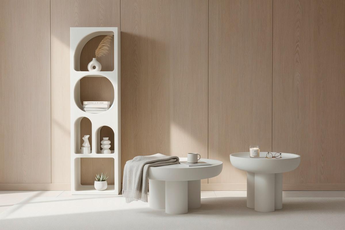 Beistelltisch Weiß B: 50 cm - Weiß, Design, Holzwerkstoff/Stein (50/50/47cm) - MID.YOU