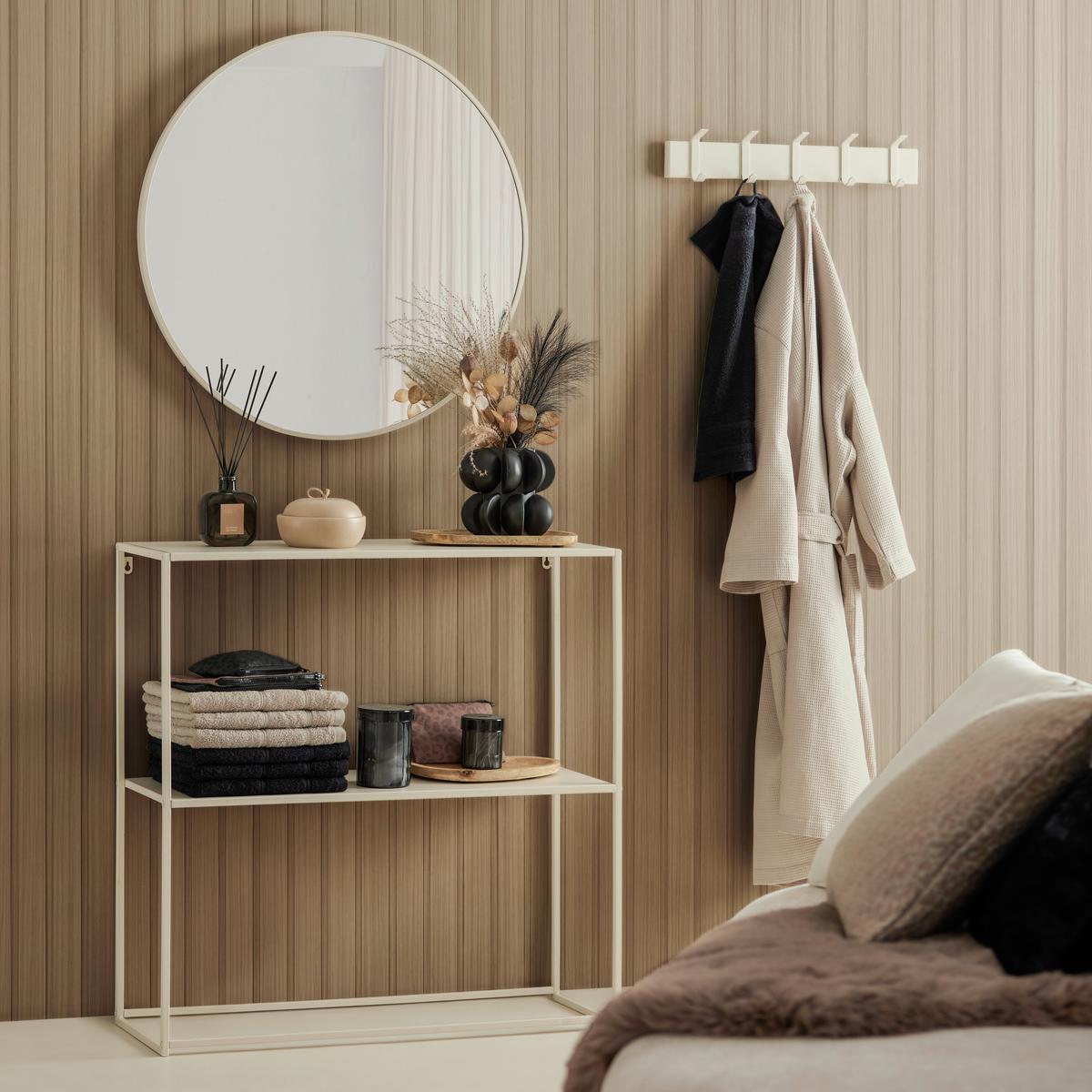 Zrcadlo BRITT písková 70cm - pískové barvy, Moderní, kov/sklo (70cm) - Mömax