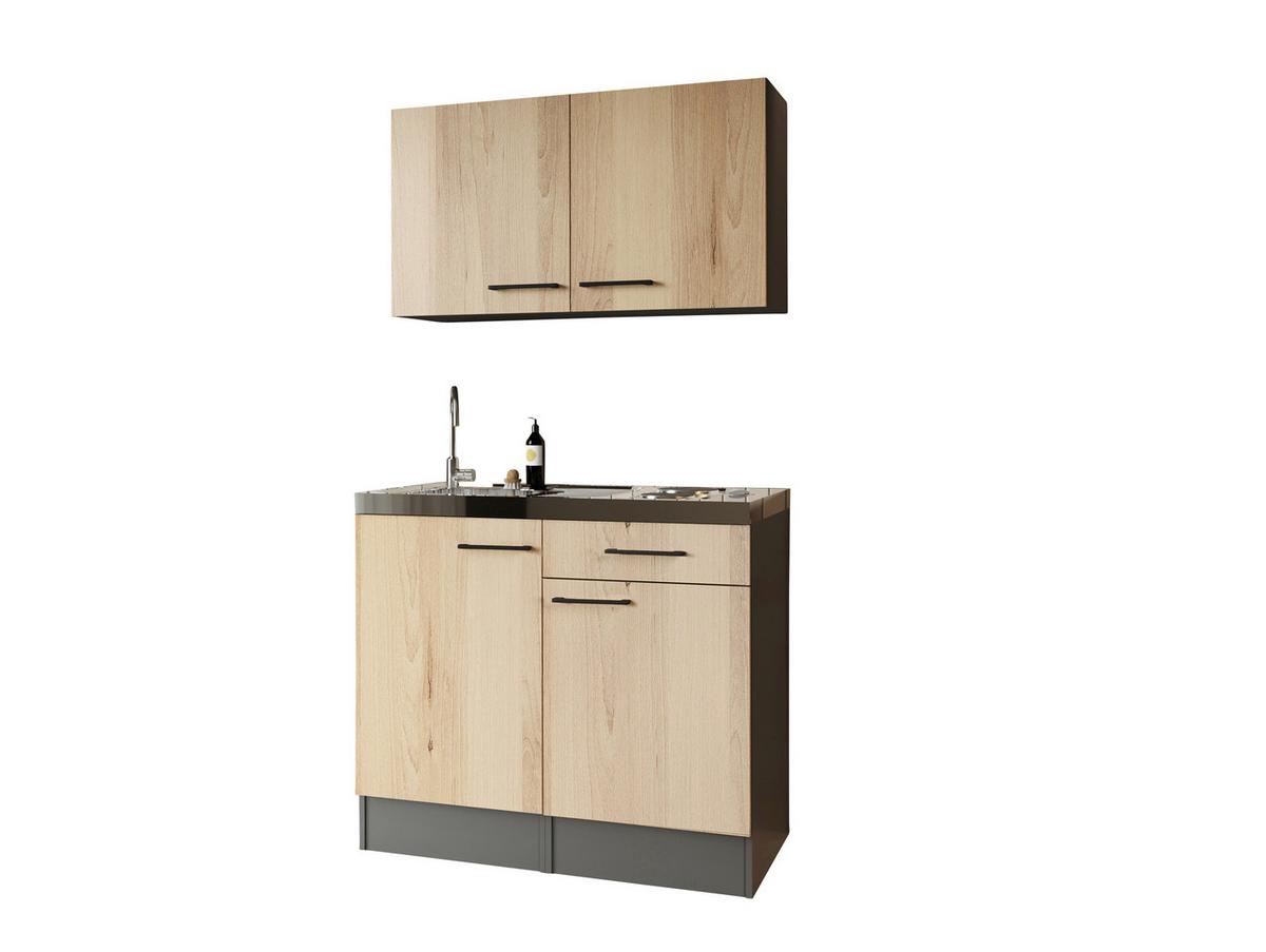 MINIKÜCHE Oliver, Grau Artisan B: 100 cm - Eiche Artisan/Grau, Trend, Holzwerkstoff (100cm) - Respekta