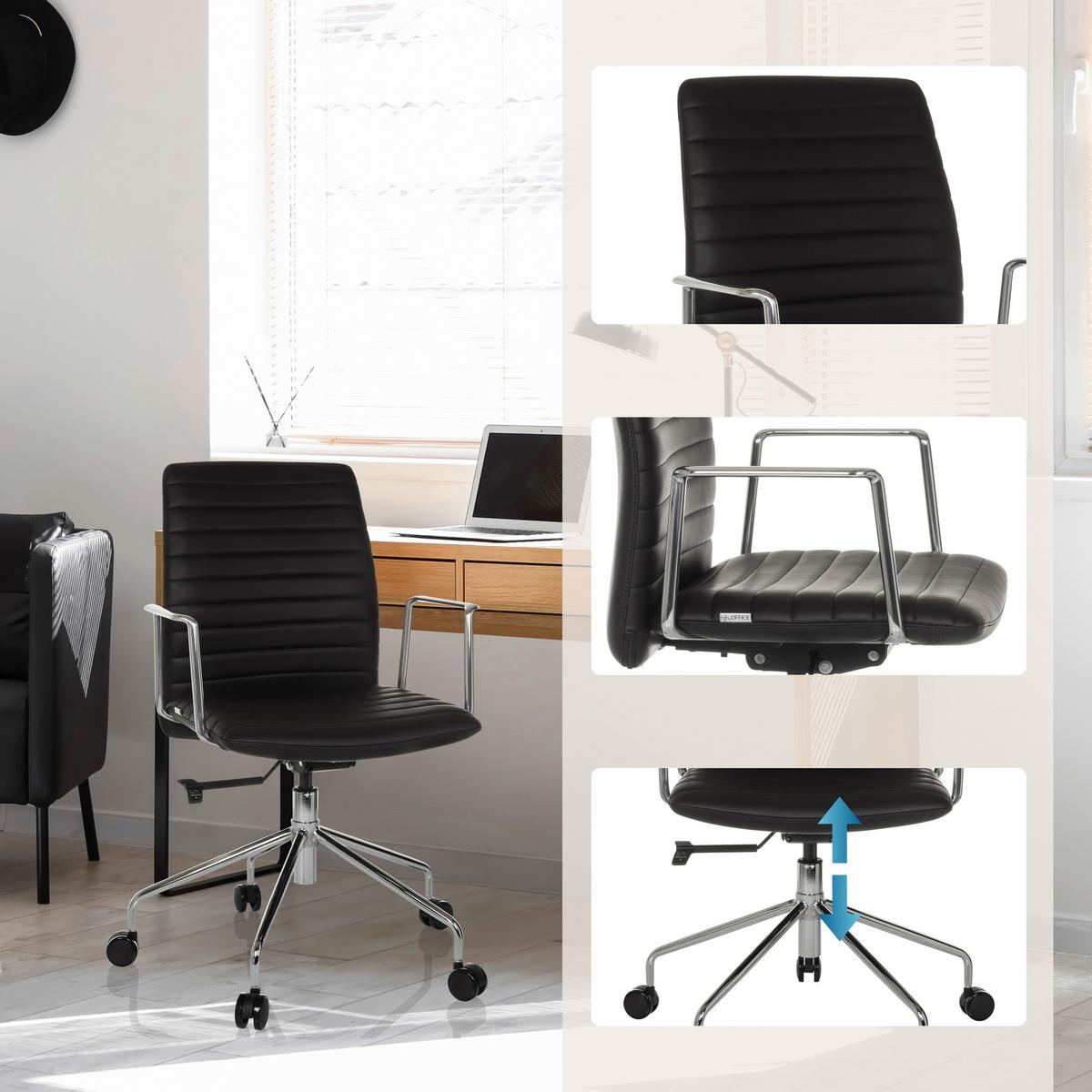 Drehstuhl Vemona 30 Schwarz B: 58 Cm - Silberfarben/Schwarz, MODERN, Kunststoff/Textil (58/93 - 101/59cm) - MID.YOU