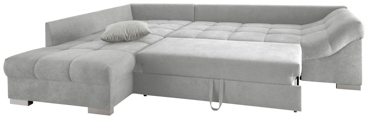 Eckschlafsofa Alvito Silberfarben S: 202/298 Cm - Silberfarben, Design, Textil (202/298cm) - MID.YOU