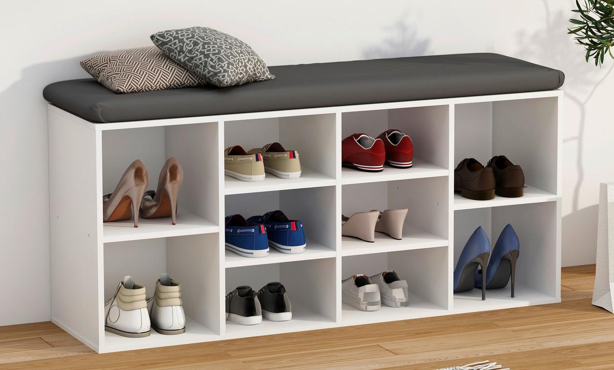 Schuhregal Hinsol Weiß, 104 Cm - Weiß, Design, Holzwerkstoff (104/50/30cm) - MID.YOU