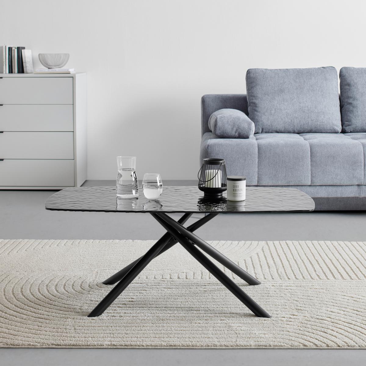 Konferenčný stolík BLACKY bubble glas - čierna, Modern, kov/sklo (110/45/60cm) - Mömax